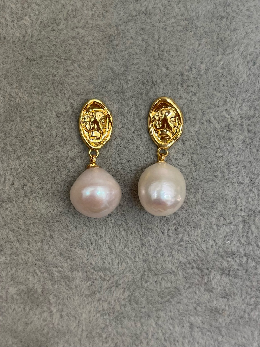 Gold Drop Pearl Earrings - Elegant White Pearl Dangles -925 silver posts